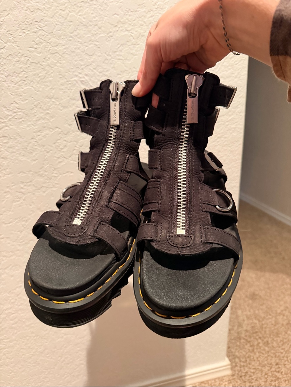 Dr. Martens Black Gladiator Platform Sandals with Buckle Straps - Picture 10 of 15